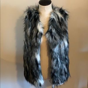 Black & White Fur Vest with Pockets